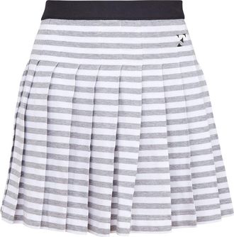 Fleur du Mal Ivy Pleated Skirt in Stone Stripe W/Black Trim at Nordstrom, Size X-Small