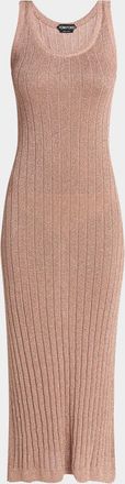 Tom Ford Metallic Rib Knit Sleeveless Midi Dress