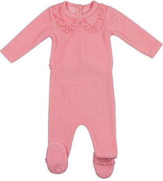 Maniere Ruffle Accent Cotton Footie in Berry at Nordstrom, Size 12M