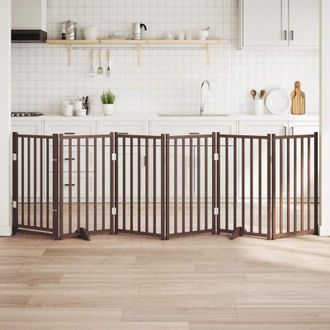 vidaXL vidaXL Cancello Cani Pieghevole Marrone 6Pannelli 300cm Massello Abete