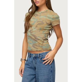 Edikted Chasidy Graphic T-Shirt in Sage at Nordstrom, Size X-Small