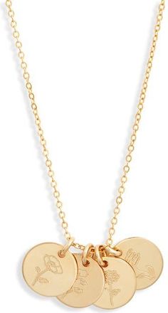 Set & Stones Lily Multi Birth Flower Necklace in Gold/4 Charms at Nordstrom