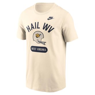 Nike West Virginia Legacy Arch Helmet Nike Mens College T-Shirt in White | N19915AWVV-FMQ
