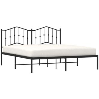 vidaXL Estructura Cama Sin Colch&oacute;n Con Cabecero Metal Negro 160x200 Cm Vidaxl