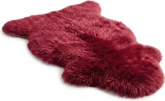 Infinity Leather Genuine Red Rose Sheepskin Natural Silky Soft Fluffy Real Wool Rug