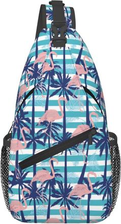 Generic Flamingo Palm Tree Shoulder Bag Trendy Crossbody Bag Anti Theft Daypack For Casual Women Cycling