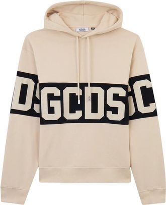 GCDS Band Logo Hoodie - Heren - Hoodies - Beige - XS - Katoen - Hoodies & sweatvesten