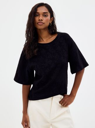 Contemporaine Womens Embossed flowers T-shirt