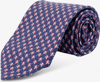 Ferragamo Cravatta Cyrus in seta con stampa Shark - FERRAGAMO - gender_Man