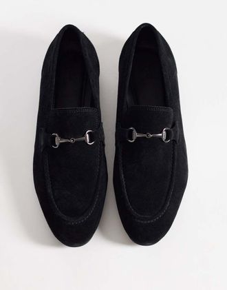 Asos Mocassini slim in camoscio nero con morsetto