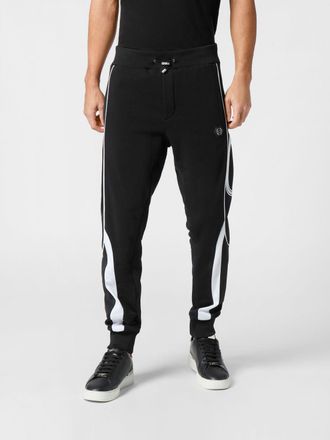 Philipp Plein Jersey Jogging Trousers with Drawstring Waist and Contrast Logo