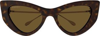 Gucci Cat-Eye Zonnebril - Dames - Zonnebrillen - Bruin - 52 MM - Accessoires