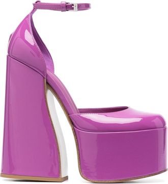 Le Silla Nikki 170mm platform pumps - women - Calf Leather/Calf Leather/Rubber/Patent Calf Leather - 38 - Purple
