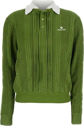 Shushu/Tong Gebreide Pullover met Contrasterende Kraag - Dames - Ronde hals truien - Groen - S - Linnen - Truien & Vesten