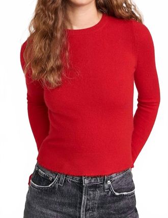 Re/Done Cashmere Crewneck Long Sleeve Top In Fire