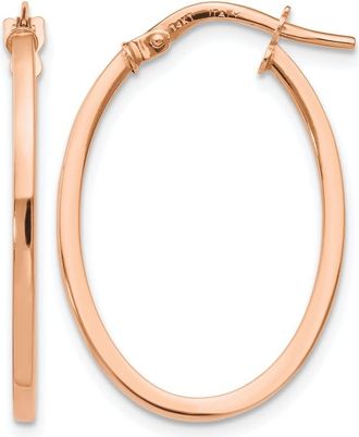 Diamond2Deal 10K Rose Gold Polished Oval Hoop Earrings