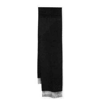 Max Mara Black Cashmere Embroidered Logo Scarf - female - Max Mara - Winter Scarves - Black - ONE SIZE - Accessories