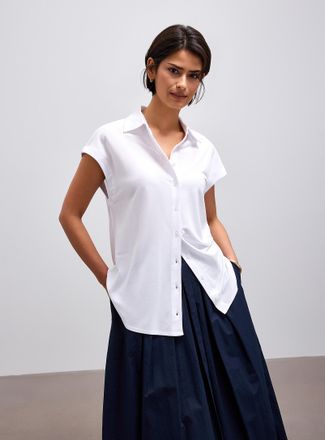 Contemporaine Womens Piqu&eacute; jersey cap-sleeve shirt