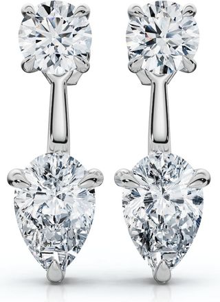 Pompeii3 3Ct Diamond Studs & Earring Jackets 14k Gold Pear Shape Lab Grown