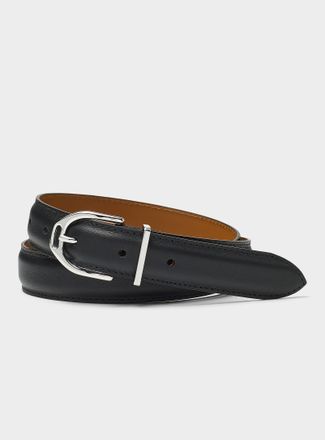 Maison Boinet Womens Silvery buckle topstitched leather belt