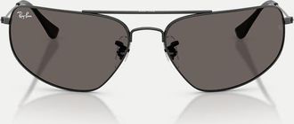 Ray-Ban Rb3780 - Occhiali da sole rettangolari neri con lenti grigie-Nero