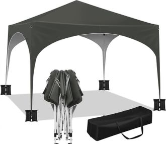 Woltu Cenador De Jard&iacute;n 3x3m Gris +juego De 4 Sacos De Arena - Woltu