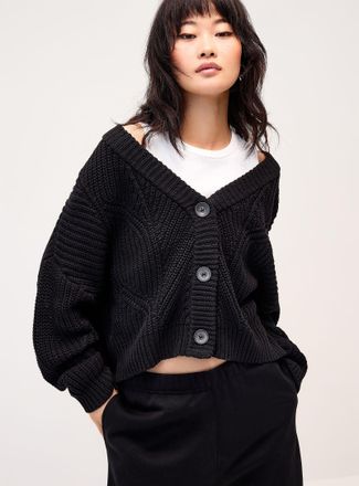 Twik Womens Shaker-rib V-neck Cardigan Sweater