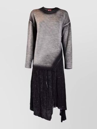 Diesel knit dress asymmetric hem gradient long sleeves