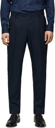 Mango Slim Fit Virgin Wool Suit Pants in Dark Navy at Nordstrom, Size 34