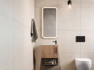 Vente-Unique Mobile Lavabo sospeso con nicchia e lavabo bianco 40 cm Naturale Chiaro - LOPENA