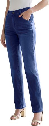 Roaman's Plus Size 360&ordm; Stretch 5 Pocket Straight Leg Jean in Dark Wash at Nordstrom, Size 26