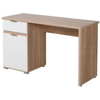 Dmora Scrivania Petriano, un Cassetto, un Ripiano, Unanta, 130x50x75.5h cm Marrone Rovere Scuro