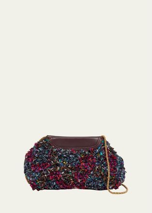 Dries Van Noten Small Ruffle-Embroidered Clutch Bag