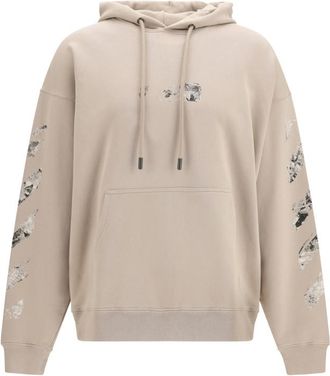 Off-white Beige Regular Graphic Hoodie