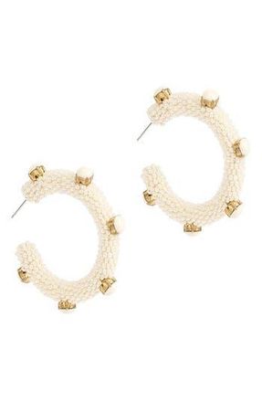 Deepa Gurnani Hayes Beaded Hoop Earrings in Ivory at Nordstrom Rack
