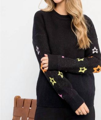 THML Clothing Star Sleeve Knit Crewneck In Black