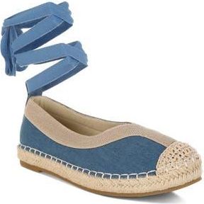 London Rag Nalya Ankle Wrap Espadrille Flat in Denim at Nordstrom Rack, Size 6