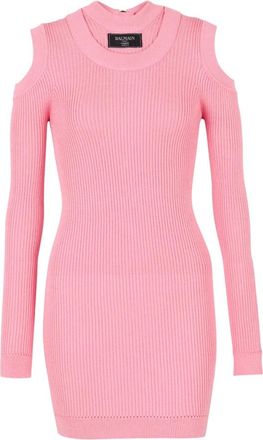 Balmain Gebreide jurk - Dames - Kleedjes - Roze - XL - Polyester - Kleedjes