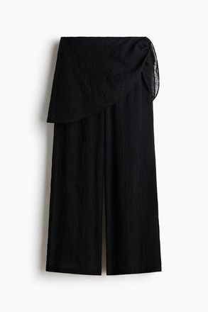H&M Scarf-detail Beach Trousers in Black at Nordstrom, Size Medium
