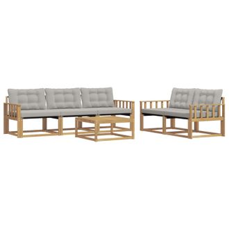 vidaXL Conjunto De Sof&aacute;s De Exterior 6 Pcs Blanco Y Gris Claro Vidaxl