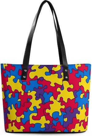 Generic Puzzle Piece Tote Bags for Women Cute Shoulder Purses Handbags