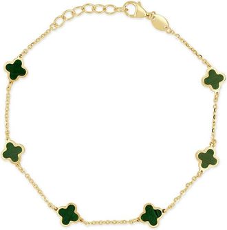 Italian Gold, Inc 14K Malachite Station Chain Bracelet