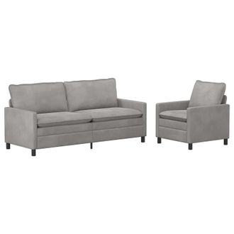 vidaXL Juego De Sof&aacute; 2 Uds. Gris Claro Terciopelo Vidaxl