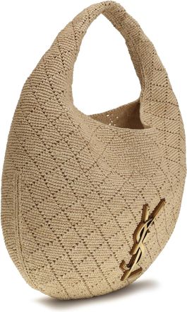 Saint Laurent Womens Icare Hobo Bag Raffia Pale Brown-Brick Shoulder Brown/brick
