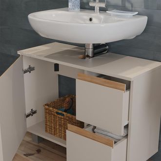 Vicco Mueble Bajo Lavabo J-shape, Cachemira/artesanal, 80 X 60.8 Cm Con 2 Cajones, Vicco