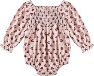 Rylee + Cru Cora Blush Flower Switt Dot Bodysuit at Nordstrom, Size 12-18M