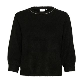 Kaffe Zwart Deep CC Pullover Trui - Dames - Ronde hals truien - Zwart - 2XL - Truien & Vesten