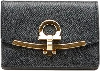 Ferragamo Pre-owned Wallets, female, Black, Size: ONE SIZE Pre-owned Gancini Leather Card Case