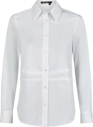 Marc Aurel Getailleerd poplin overhemd met tailleplooien - Dames - Overhemden - Wit - XL - Leer - Overhemden