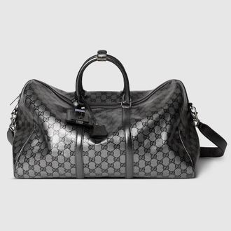 Gucci Essence Classic Medium Duffle Bag, Grey, GG Canvas